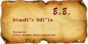 Blanár Béla névjegykártya